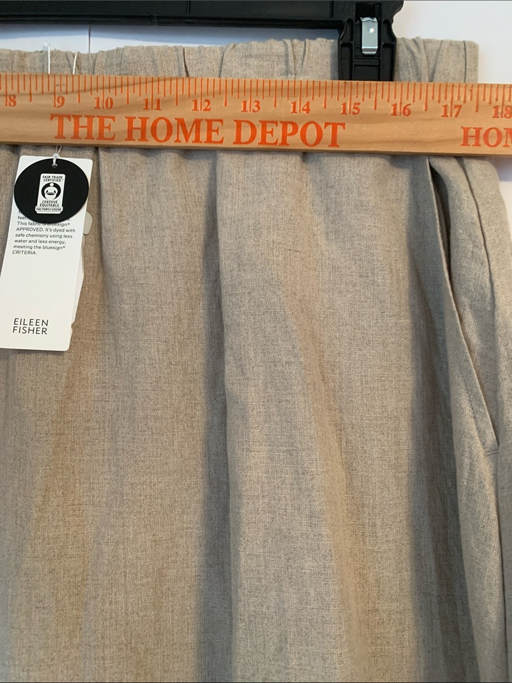 NWT Eileen Fisher Organic Linen Full Length Maxi Skirt in Beige Pockets Size L - Picture 3 of 6